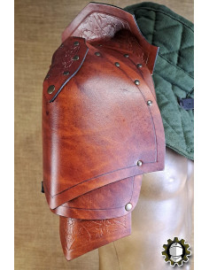 Épaulières médiévales en cuir modèle Cicero, couleur marron 2