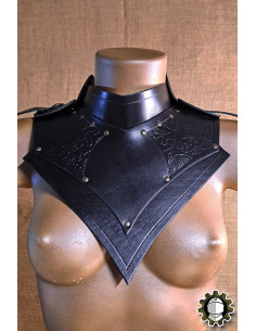 Gorjal médiéval en cuir modèle Senua, couleur noire