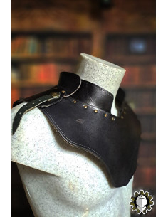 Gorgerin médiéval en cuir modèle Cicero, couleur noire 2