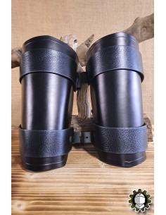 Bracelets médiévaux en cuir modèle Ragnall, couleur noire