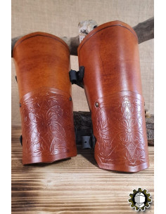 Bracelets médiévaux en cuir modèle Brian, couleur marron