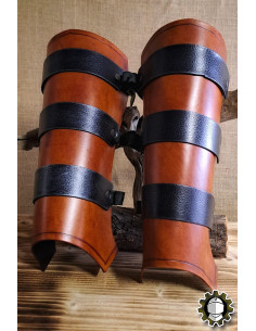 Jambières médiévales en cuir modèle Ragnall, couleur marron