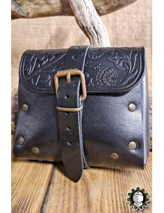 Sac en cuir médiéval modèle Valeron, couleur noire