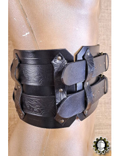 Ceinture médiévale large en cuir modèle Jaret, couleur noire 2