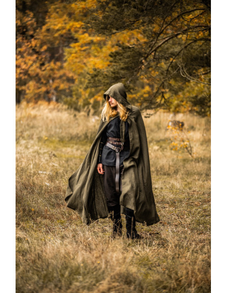 Cape médiévale Mimir verte en lin