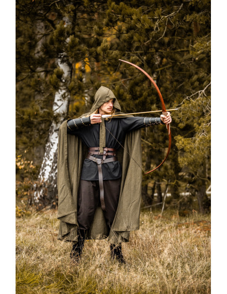 Cape médiévale Mimir verte en lin