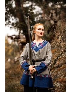 Tunique Viking Freydis en Bleu-Gris 2