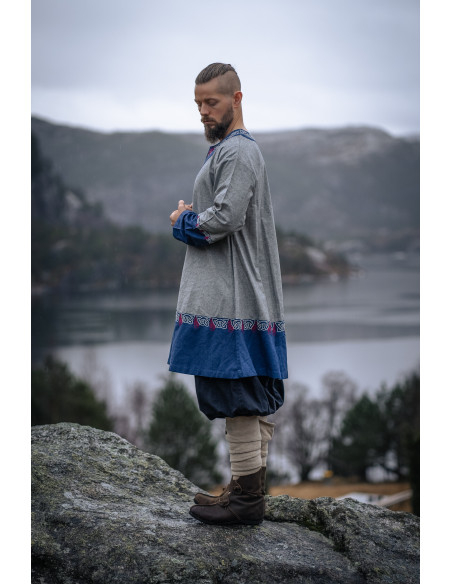 Tunique Viking Freydis en Bleu-Gris