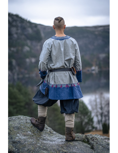 Tunique Viking Freydis en Bleu-Gris