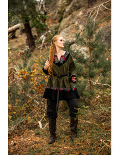 Tunique Viking Freydis en couleur vert olive 2