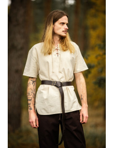 Chemise Médiévale Erhart, manches courtes, couleur Beige 2