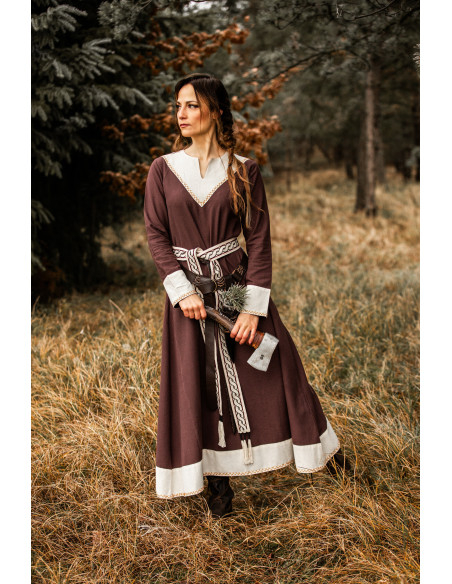 Robe femme viking Jorunn, Marron et...