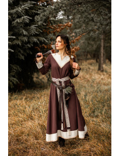 Robe femme viking Jorunn, Marron et Beige 2