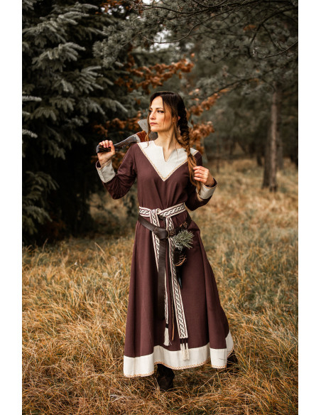 Robe femme viking Jorunn, Marron et...