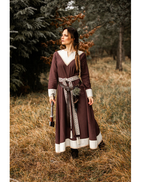 Robe femme viking Jorunn, Marron et...