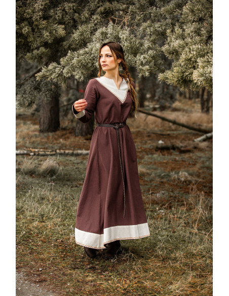 Robe femme viking Jorunn, Marron et...
