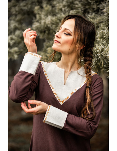 Robe femme viking Jorunn, Marron et...