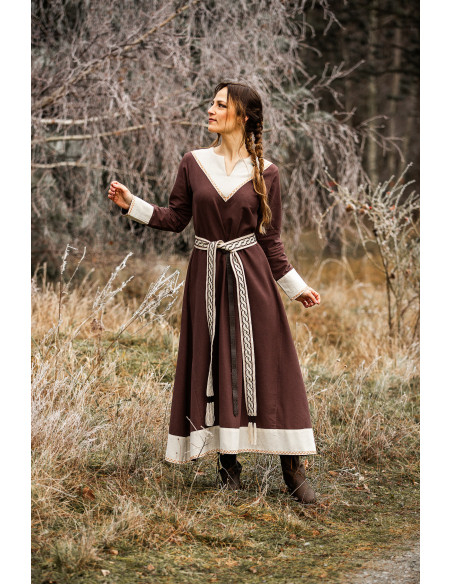 Robe femme viking Jorunn, Marron et...