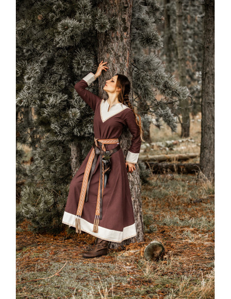 Robe femme viking Jorunn, Marron et...