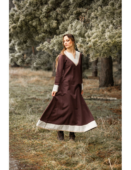 Robe femme viking Jorunn, Marron et...