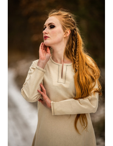 Robe Viking femme Helga en Beige naturel