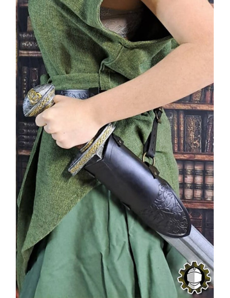 Tahalí médiéval en cuir noir modèle...