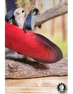 Tahalí médiéval en cuir rouge modèle Jerome 2