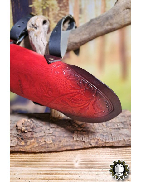 Tahalí médiéval en cuir rouge modèle...