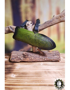 Tahalí médiéval en cuir vert modèle Jerome