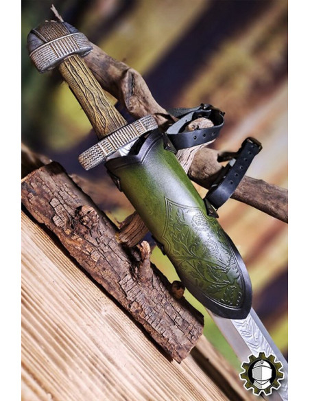 Tahalí médiéval en cuir vert modèle...