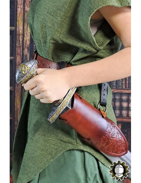 Tahalí médiéval en cuir marron modèle...