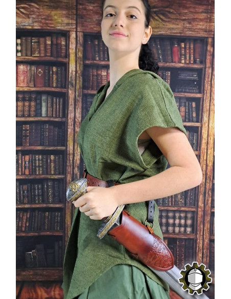 Tahalí médiéval en cuir marron modèle...