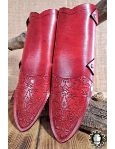 Tahalí médiéval double en cuir rouge modèle Jerome