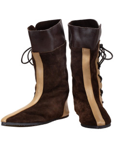 Bottes médiévales en cuir modèle Sylvar, couleur marron