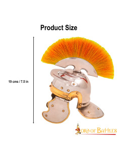 Mini casque romain avec panache et support en bois