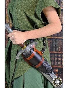 Tahalí médiéval Brian, main droite en cuir noir