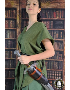 Tahalí médiéval Brian, main droite en cuir noir 2