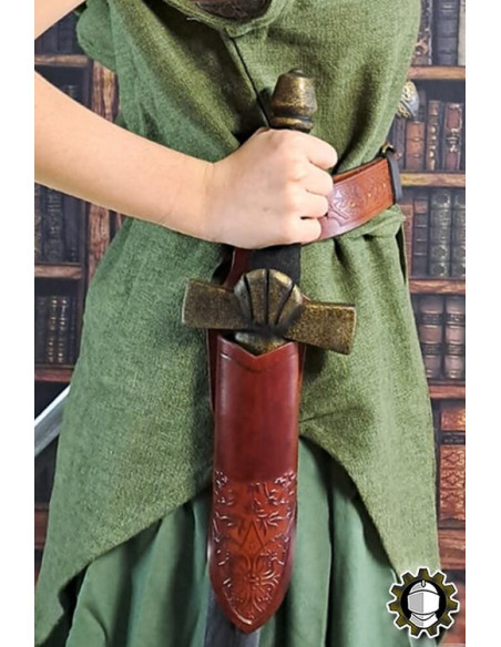 Tahalí médiéval dagues cuir marron...