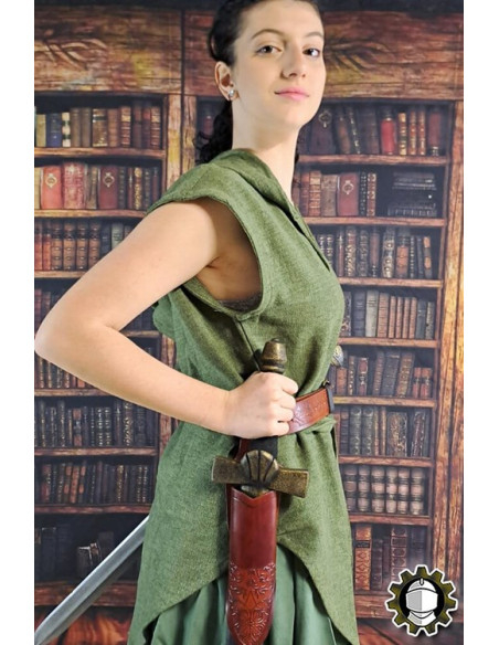 Tahalí médiéval dagues cuir marron...