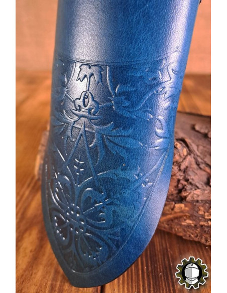 Tahalí médiéval dagues cuir bleu...