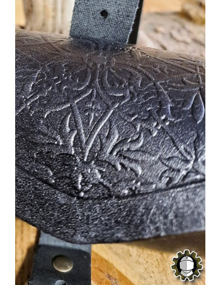 Sac médiéval en cuir noir pour 3...