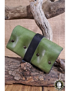 Sac médiéval en cuir vert pour 3 potions, Tarryon 2