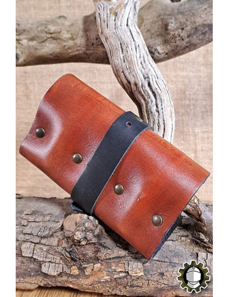 Sac médiéval en cuir marron pour 3...