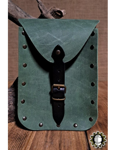 Sac médiéval en cuir vert modèle Jerome