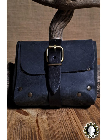 Sac en cuir noir médiéval modèle Valeron