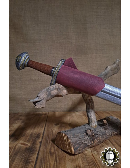 Tahalí épée main droite cuir rouge