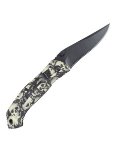 Couteau de camping design avec poignée de skulls (17,5 cm.) 2