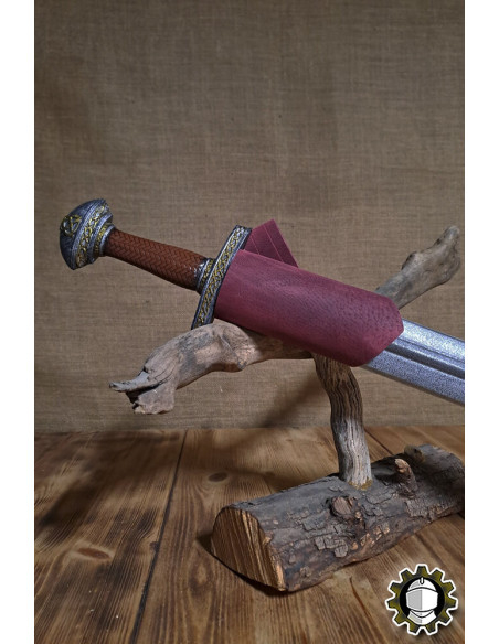 Tahalí épée main gauche cuir rouge