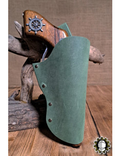 Pochette en cuir main droite, couleur verte