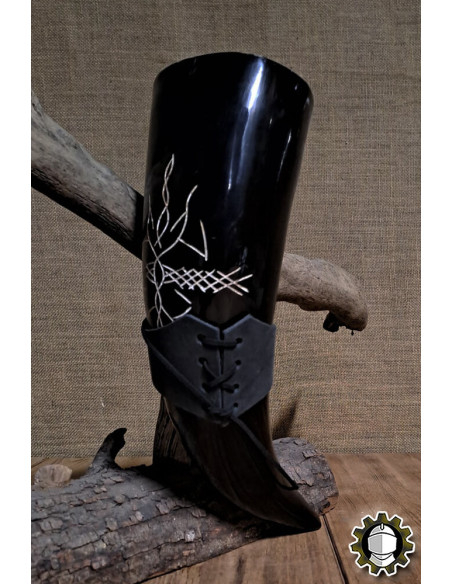 Tahalí en cuir pour cor, couleur noire